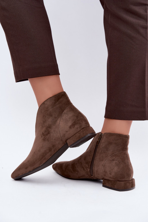 Botines bajos caqui Cut Out con tacones anchos Canella