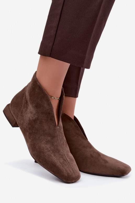 Botines bajos caqui Cut Out con tacones anchos Canella