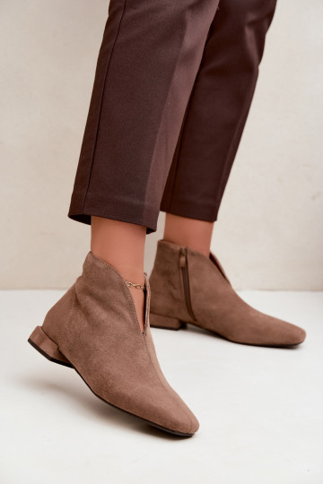 Botines bajos color arena Cut Out con tacones anchos Canella 2