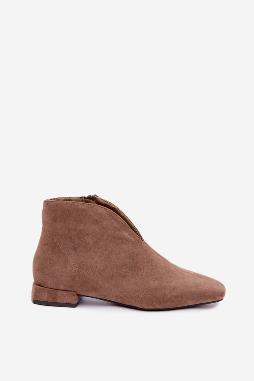 Botines bajos color arena Cut Out con tacones anchos Canella