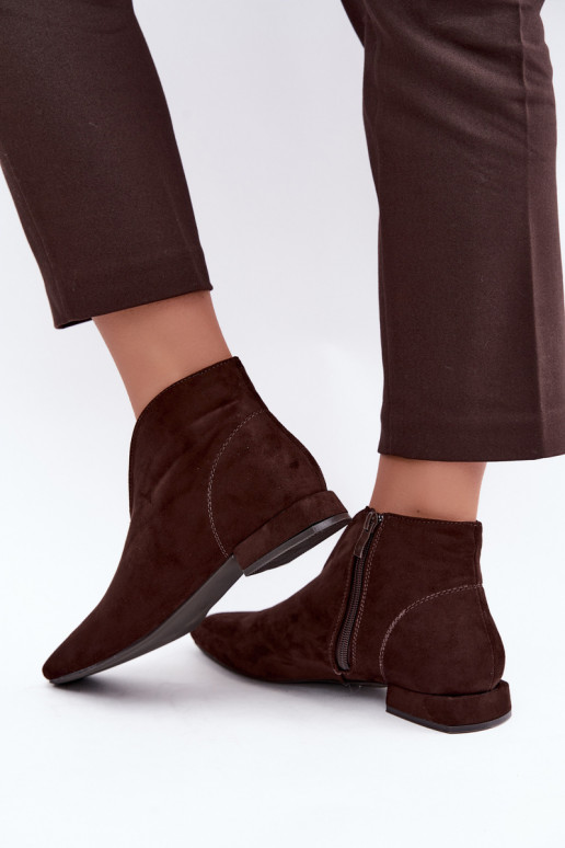 Botines bajos color chocolate Cut Out con tacones anchos Canella