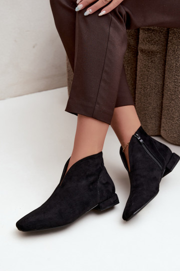 Botines bajos negros Cut Out con tacones anchos Canella