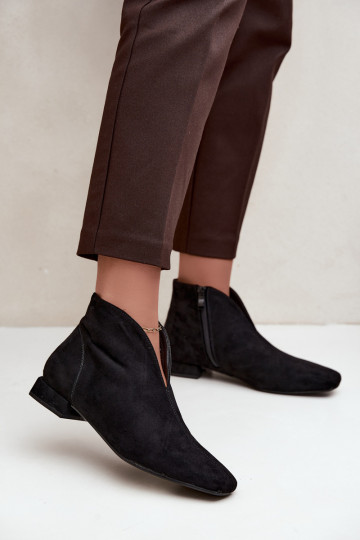 Botines bajos negros Cut Out con tacones anchos Canella 2