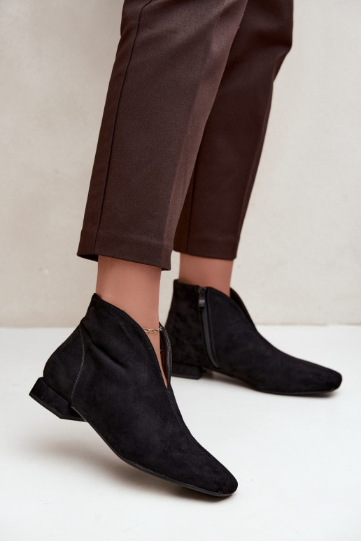 Botines bajos negros Cut Out con tacones anchos Canella