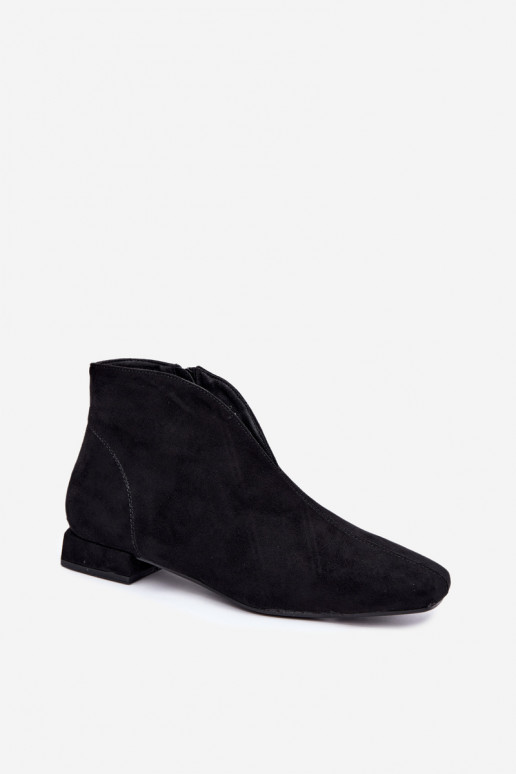 Botines bajos negros Cut Out con tacones anchos Canella