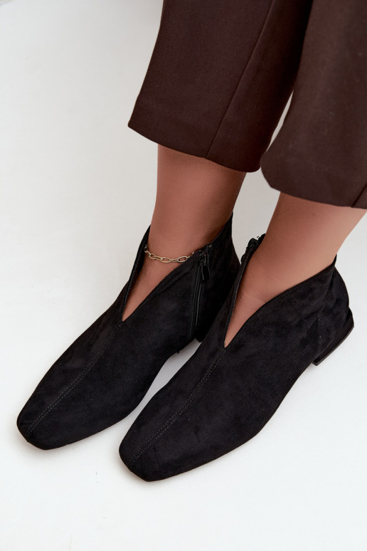 Botines bajos negros Cut Out con tacones anchos Canella
