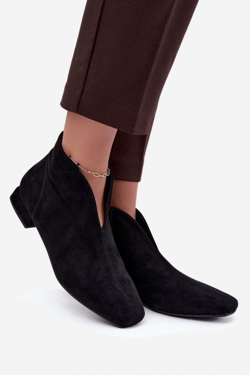 Botines bajos negros Cut Out con tacones anchos Canella