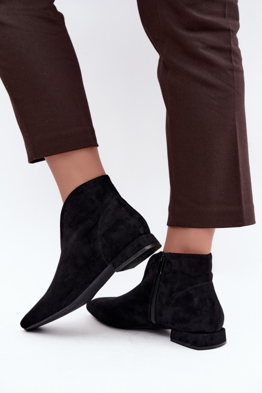 Botines bajos negros Cut Out con tacones anchos Canella