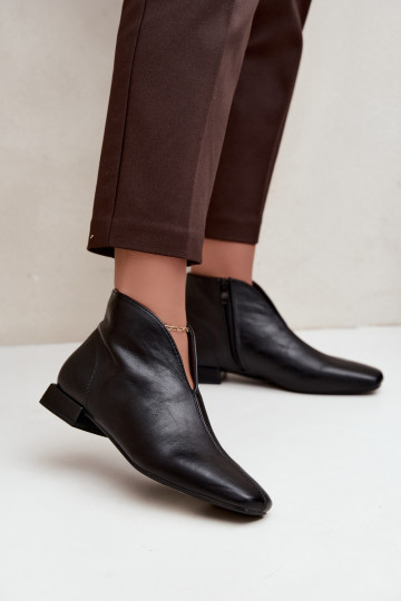 Botines bajos negros Cut Out con tacones anchos de piel sintética Canella 2