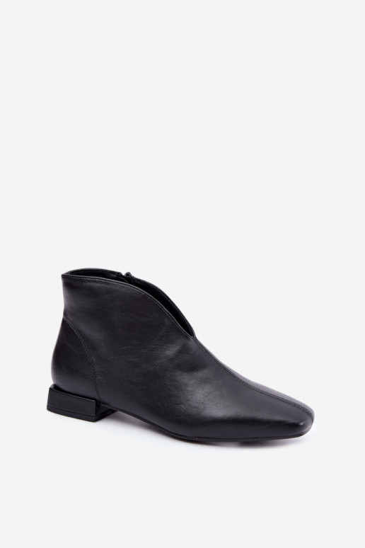Botines bajos negros Cut Out con tacones anchos de piel sintética Canella