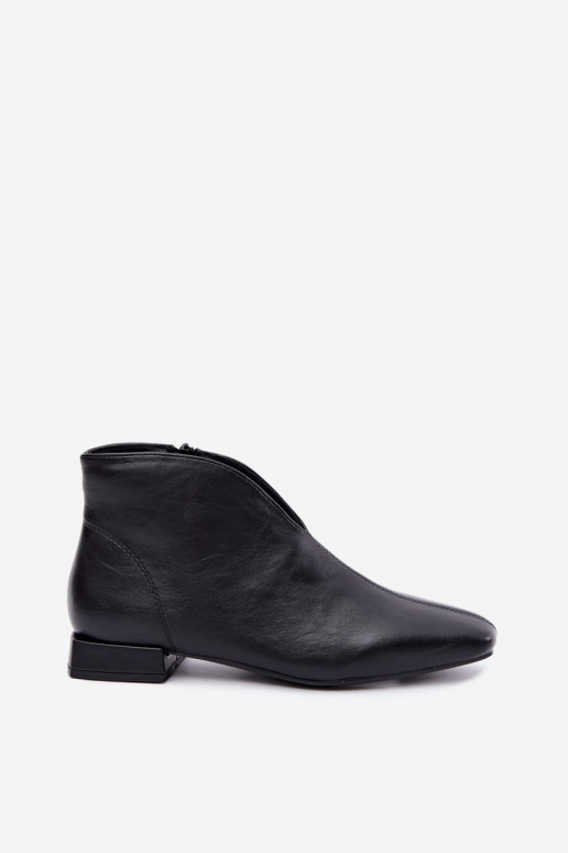 Botines bajos negros Cut Out con tacones anchos de piel sintética Canella