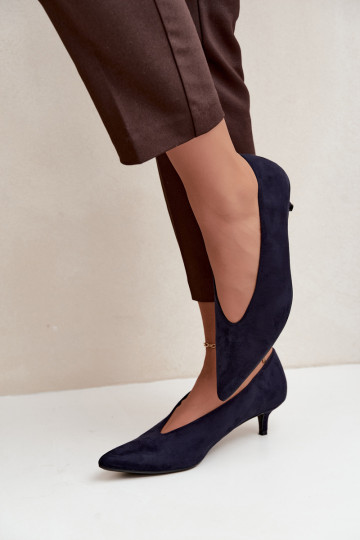 Zapatos de ante azul oscuro con Kitten Heel Nuretta