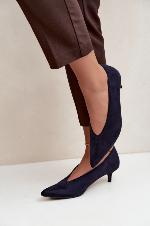 Zapatos de ante azul oscuro con Kitten Heel Nuretta