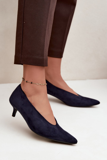 Zapatos de ante azul oscuro con Kitten Heel Nuretta 2