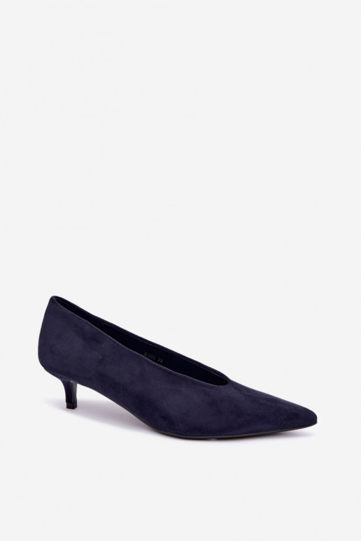 Zapatos de ante azul oscuro con Kitten Heel Nuretta