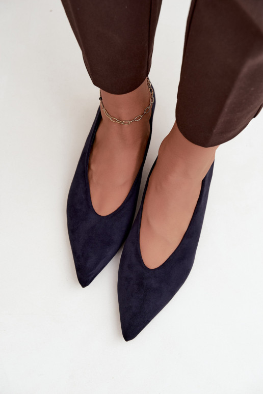 Zapatos de ante azul oscuro con Kitten Heel Nuretta