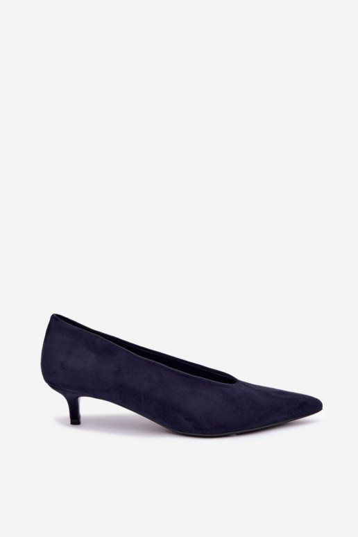 Zapatos de ante azul oscuro con Kitten Heel Nuretta