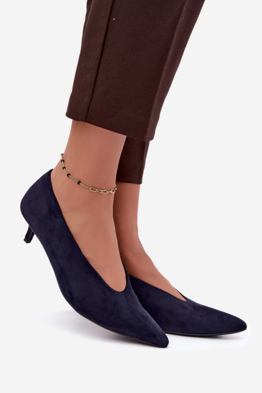 Zapatos de ante azul oscuro con Kitten Heel Nuretta