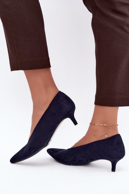 Zapatos de ante azul oscuro con Kitten Heel Nuretta