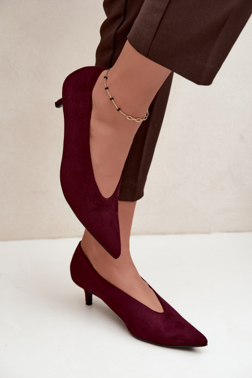 Zapatos de ante burdeos con Kitten Heel Nuretta