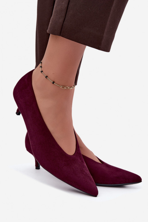 Zapatos de ante burdeos con Kitten Heel Nuretta
