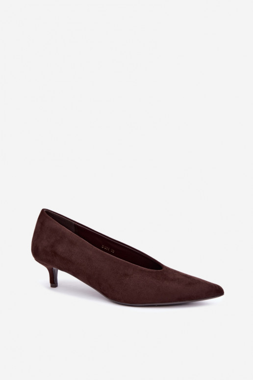 Zapatos de ante color chocolate con Kitten Heel Nuretta