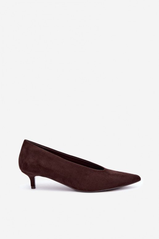 Zapatos de ante color chocolate con Kitten Heel Nuretta