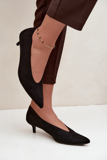 Zapatos de ante negros con Kitten Heel Nuretta