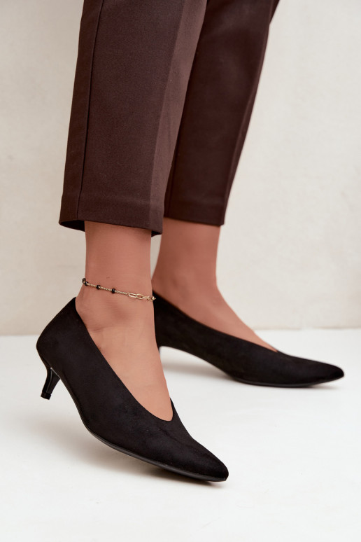 Zapatos de ante negros con Kitten Heel Nuretta