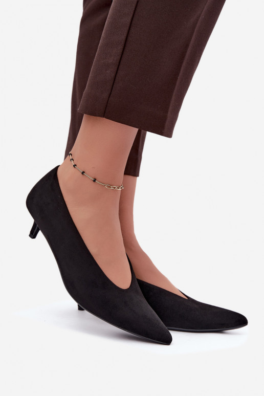 Zapatos de ante negros con Kitten Heel Nuretta