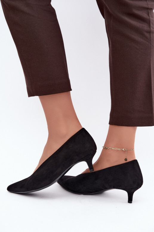 Zapatos de ante negros con Kitten Heel Nuretta
