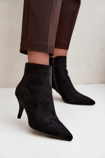 Botines negros de ante sintético con tacones puntiagudos Niretta