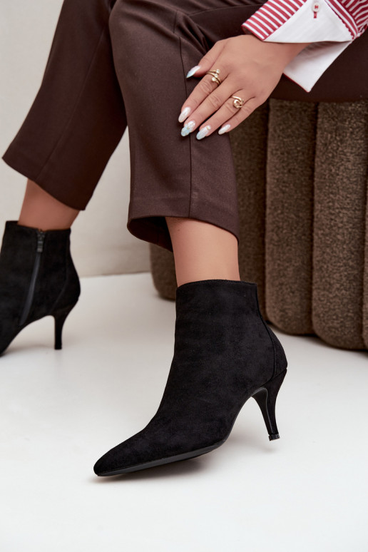 Botines negros de ante sintético con tacones puntiagudos Niretta