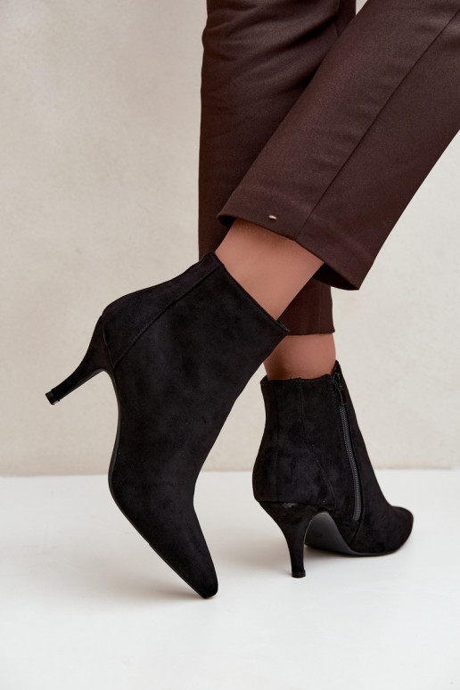 Botines negros de ante sintético con tacones puntiagudos Niretta