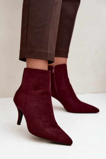 Botines burdeos de ante sintético con tacones puntiagudos Niretta 2