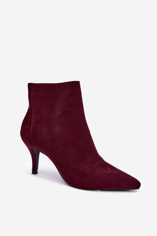 Botines burdeos de ante sintético con tacones puntiagudos Niretta