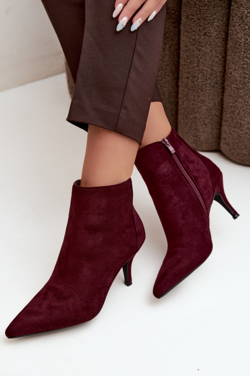 Botines burdeos de ante sintético con tacones puntiagudos Niretta