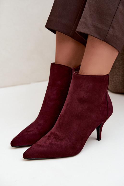 Botines burdeos de ante sintético con tacones puntiagudos Niretta
