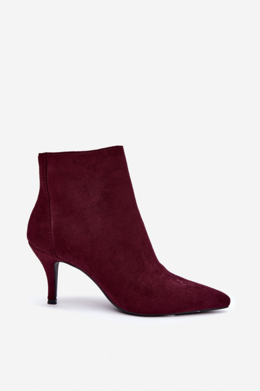 Botines burdeos de ante sintético con tacones puntiagudos Niretta