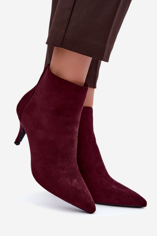Botines burdeos de ante sintético con tacones puntiagudos Niretta