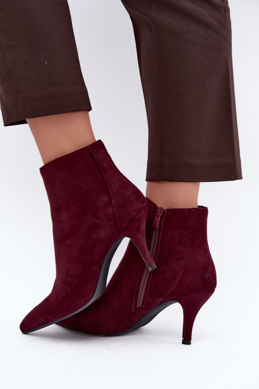 Botines burdeos de ante sintético con tacones puntiagudos Niretta