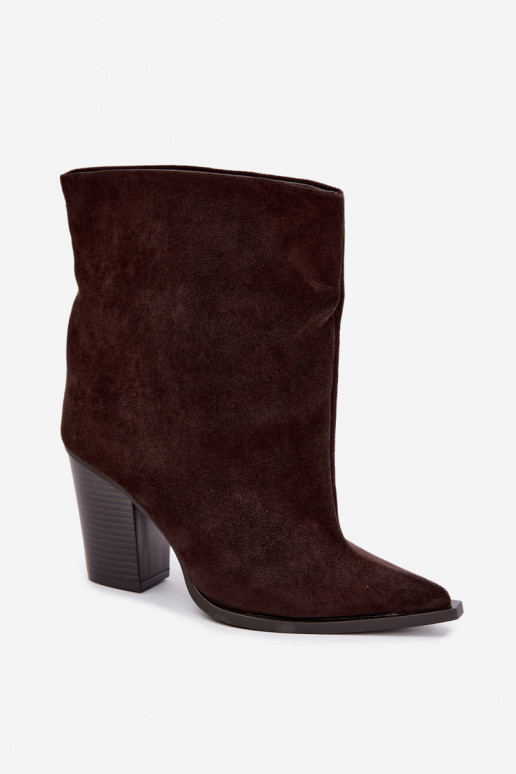 Botines de mujer con punta afilada en color chocolate Hileta
