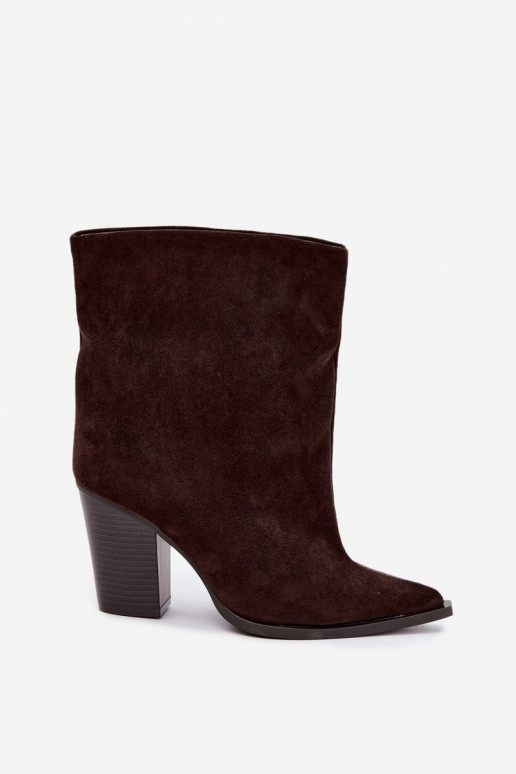 Botines de mujer con punta afilada en color chocolate Hileta
