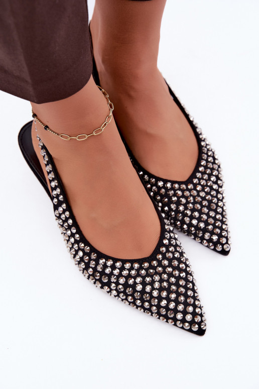 Sandalias de mujer negras con tachuelas y tacón bajo Tai turidden