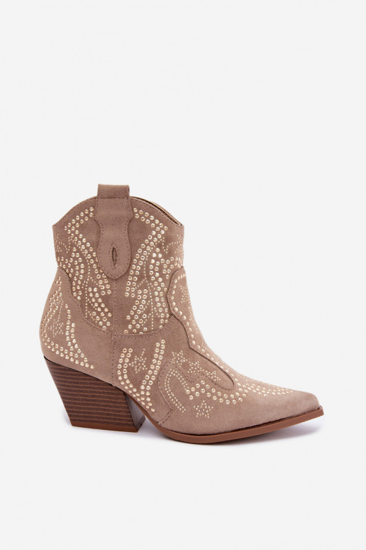 Botines de estilo cowboy en dorado con adornos en color arena Selden