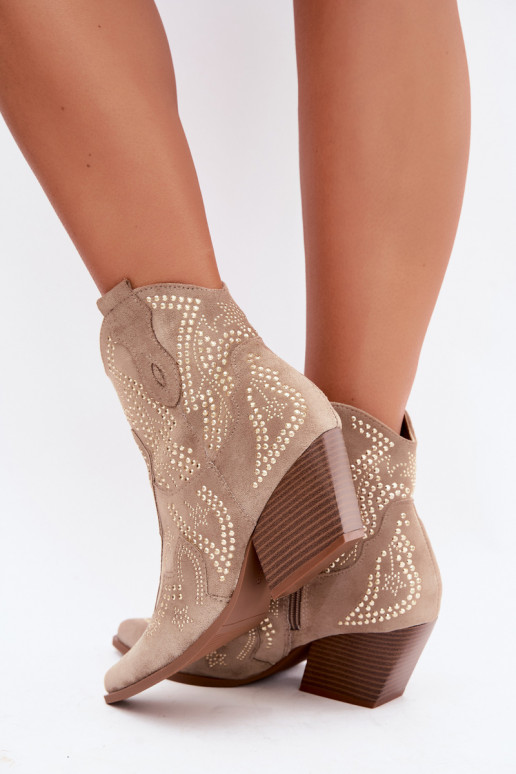 Botines de estilo cowboy en dorado con adornos en color arena Selden