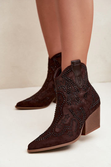 Botines de estilo cowboy en negro con adornos en color chocolate Selden 2