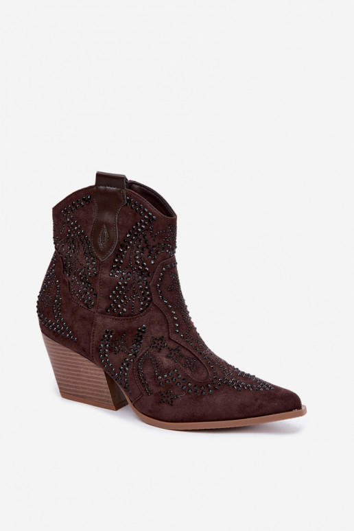 Botines de estilo cowboy en negro con adornos en color chocolate Selden