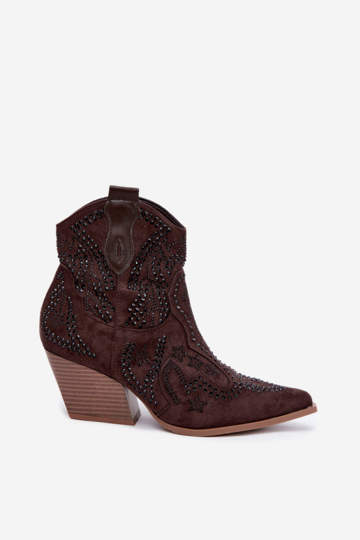 Botines de estilo cowboy en negro con adornos en color chocolate Selden