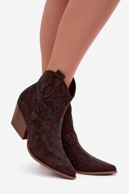Botines de estilo cowboy en negro con adornos en color chocolate Selden